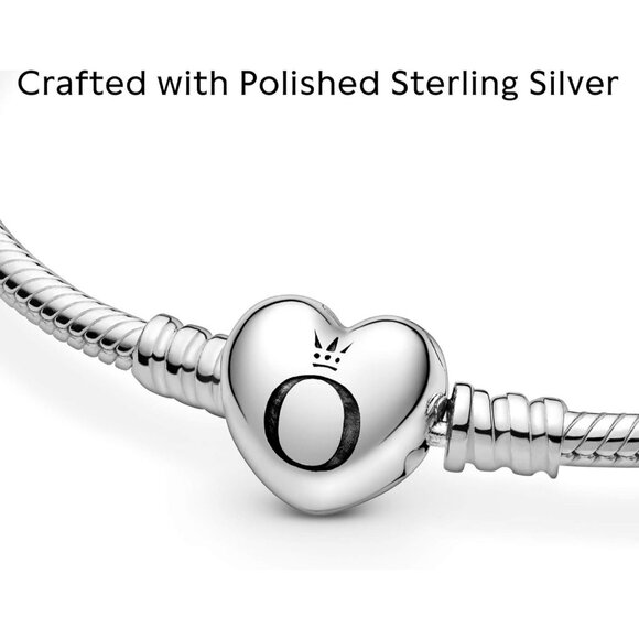 Heart Clasp Snake Sterling Silver Chain Bracelet with Gift Box - Picture 4 of 9